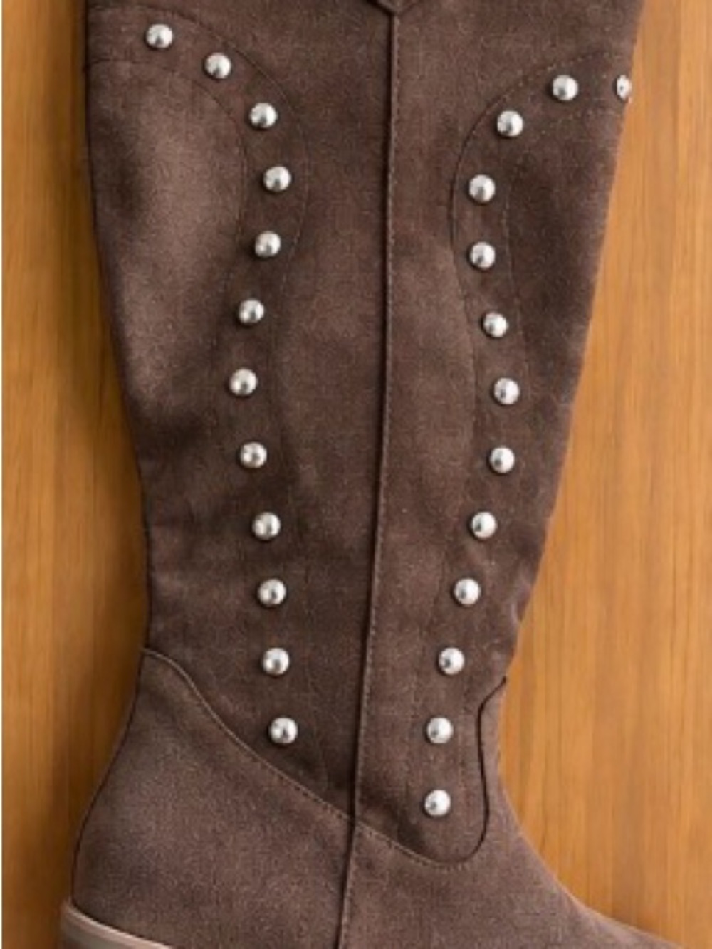 Ecetana Coffee Brown Studded Western Knee High Boots Size 8
